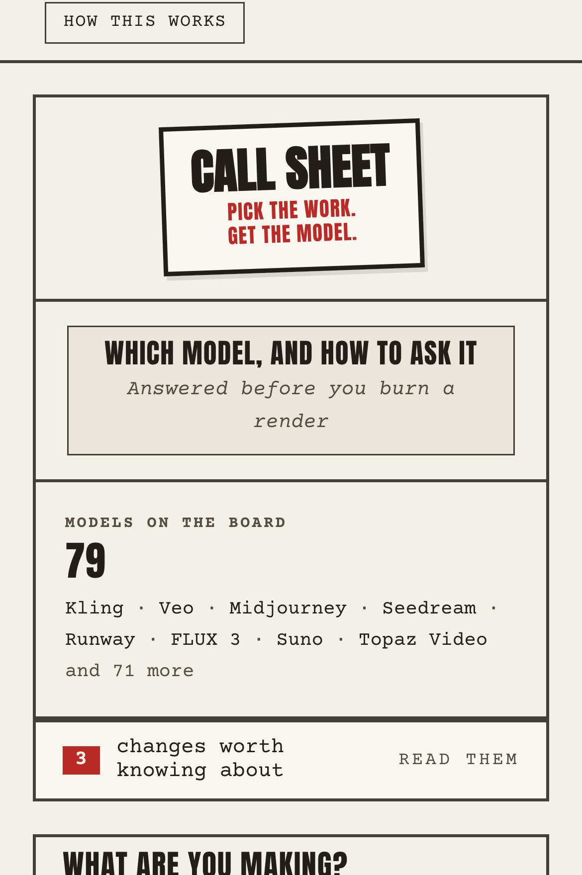 Call Sheet running on a phone