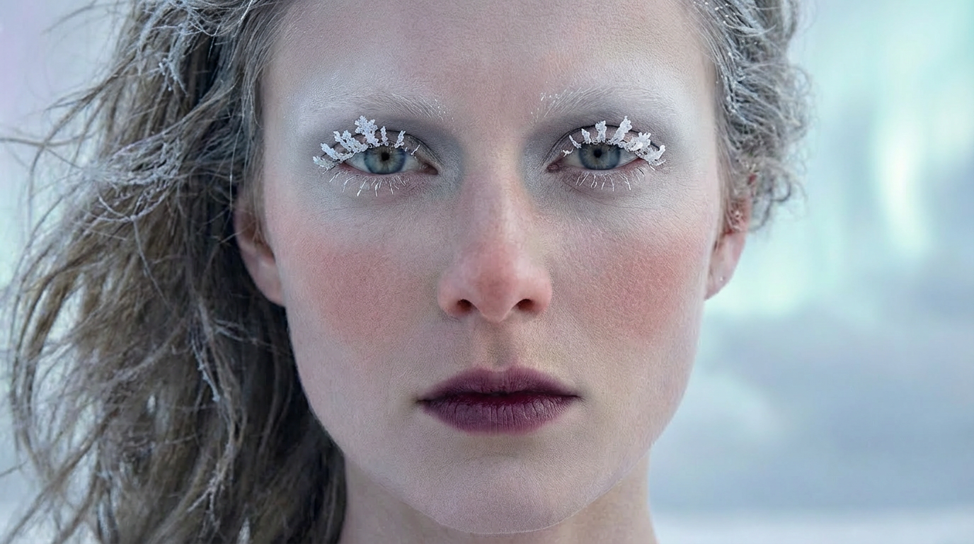 Beauty portrait with crystal eyelashes