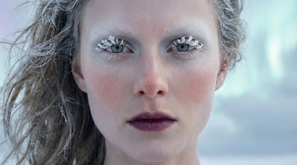 Crystal eyelash beauty portrait