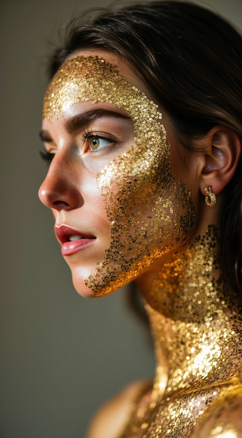 Portrait with gold flakes