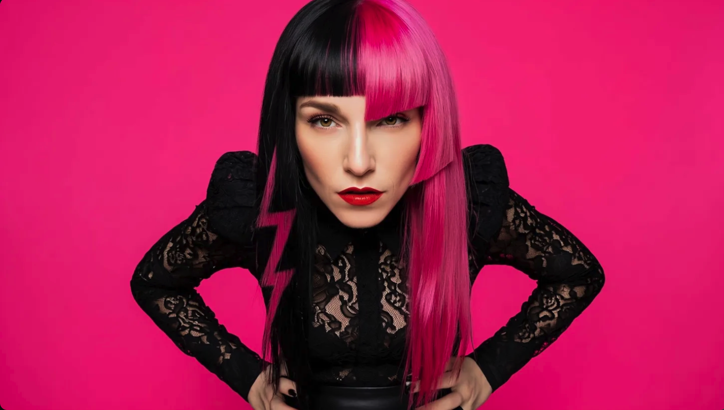 Portrait with pink hair